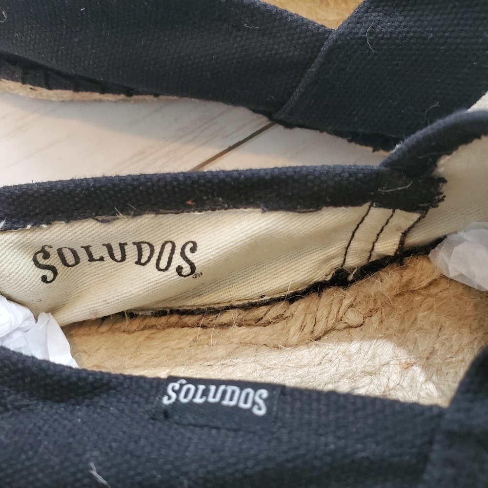 Soludos barca espadrille flats black cream stripe size 6 - Picture 3 of 6